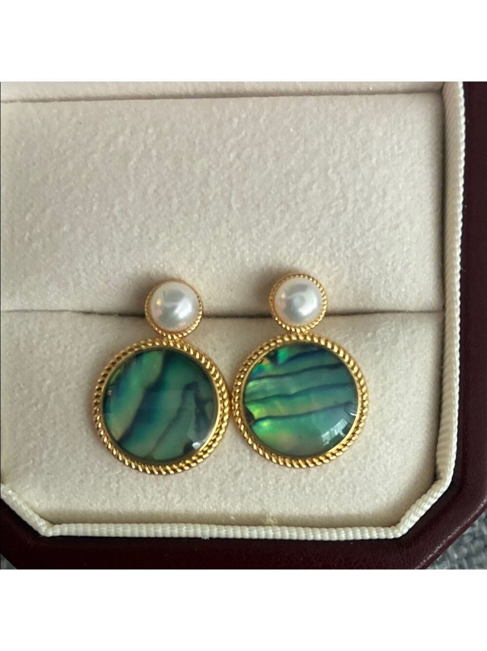 Abalone Shell & Freshwater Pearl Earrings